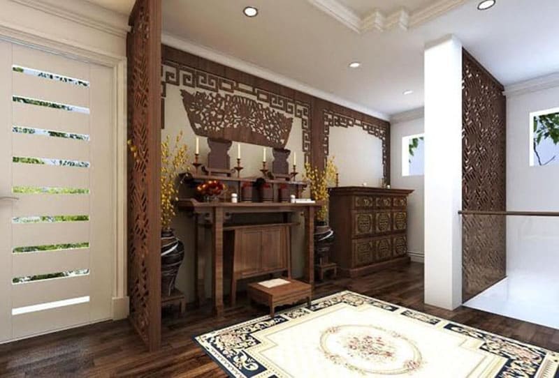 phòng khách kết hợp phòng thờ nhà ống 1