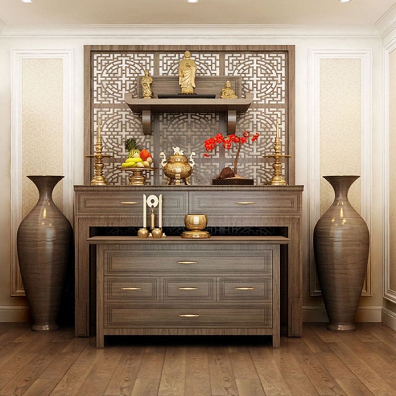 phòng khách kết hợp phòng thờ nhà ống 4