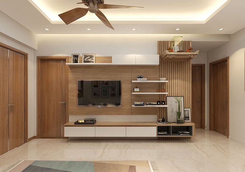 phòng khách kết hợp phòng thờ nhà ống 6