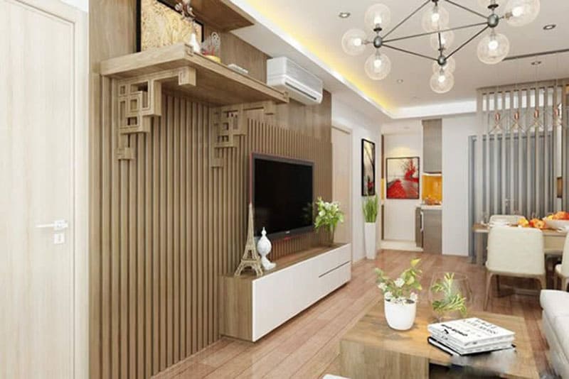 phòng khách kết hợp phòng thờ nhà ống 7