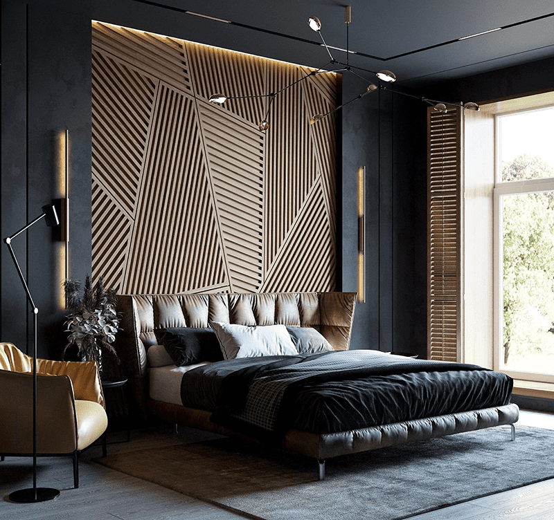 phòng ngủ đẹp cho nữ màu đen 8